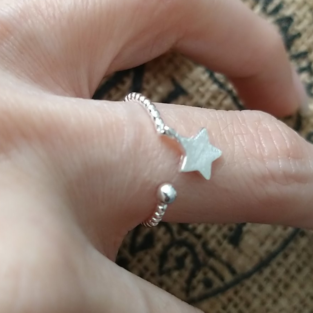Sterling silver sparkly star stackable ring